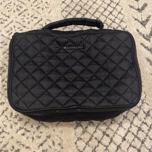 MZ Wallace Black Metro Zip Round Cosmetic Toiletry Bag Case Pouch